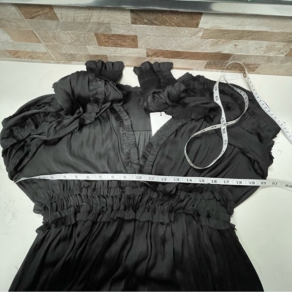 𝅺OPT ONE PRETTY TIME Tianna Mini Dress XL Black Pleated Ruffle Tiered Silky - Picture 13 of 16
